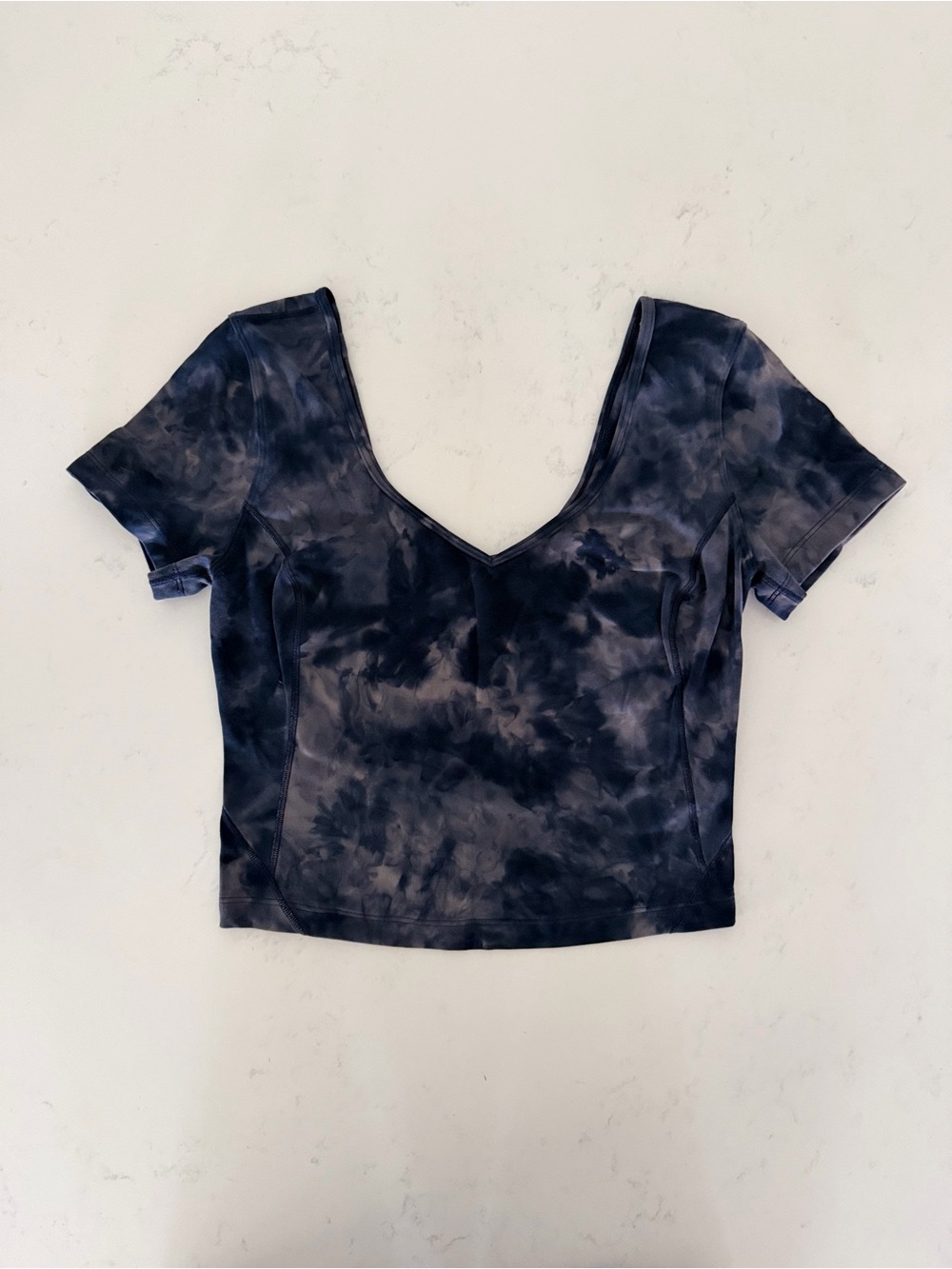lululemon athletica Dark Navy Tie-Dye V-Neck Crop Top